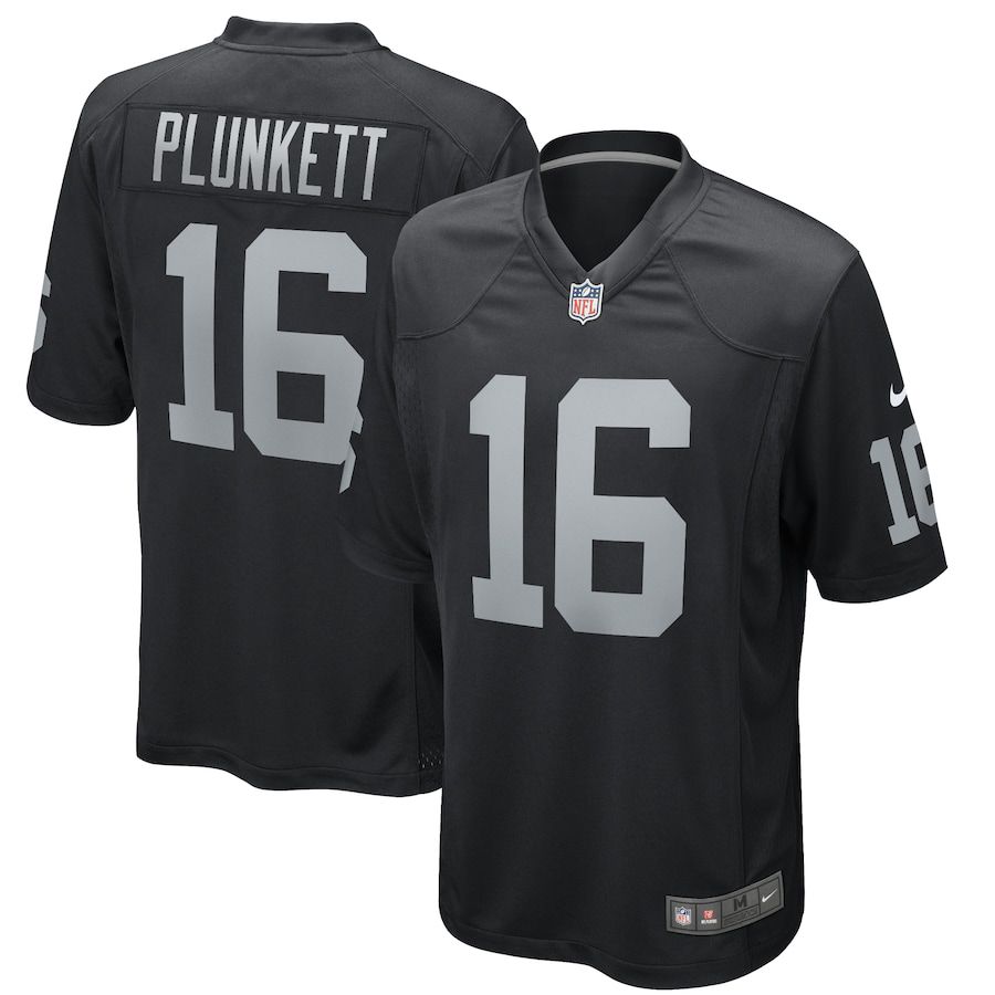 Men Oakland Raiders #16 Jim Plunkett Nike Black Game Retired Player NFL Jersey